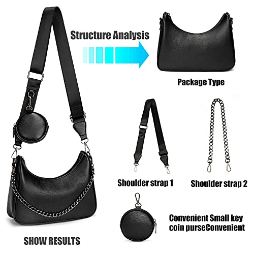 My Friday myfriday Crossbody Hobo Handbags for Women with Coin Purse Pouch, Soft Leather Designer Shoulder Bags - 2 Size Shoulder Strap - Image 2