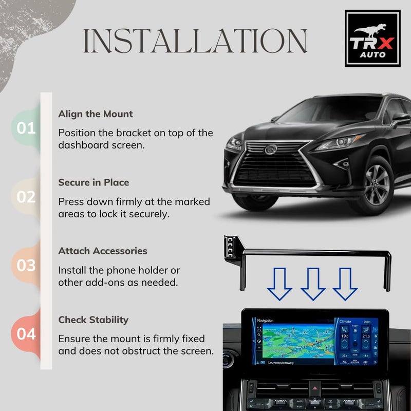 TRX AUTO Car Phone Holder Base For Lexus RX 350 2016-2017 | Multimedia Screen Fixed Bracket Base Car Phone Holder | Interior Accessories Fit for Lexus RX 350 - Image 5