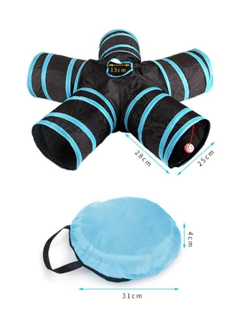 BLOOMING TIME Cat Tunnel Toy 5 Way, Premium 5 Way Collapsible Pet Play Tunnel Tube with Bell for Cats, Puppy, Rabbits - Image 4