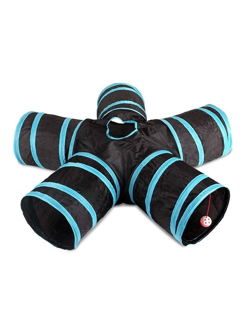 BLOOMING TIME Cat Tunnel Toy 5 Way, Premium 5 Way Collapsible Pet Play Tunnel Tube with Bell for Cats, Puppy, Rabbits - Image 5