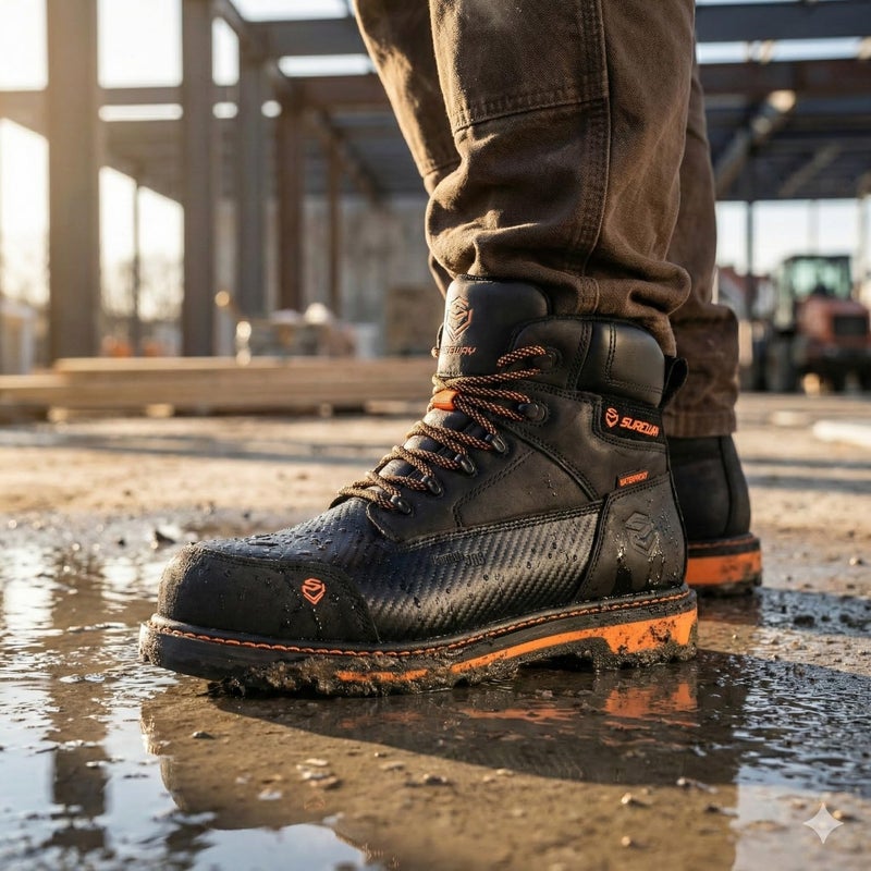 SUREWAY Men's 6" Waterproof Composite Toe Work Boots - Crazy Horse Leather Safety Shoes,GoodyearWelt Slip Resistant EH Rated Heavy Duty Construction Boots for Industrial, Roofing, Landscaping - Image 2