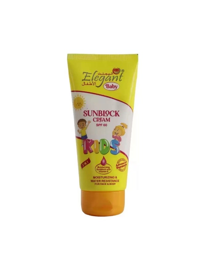 Elegant Baby Sunblock Cream SPF 60 For Kids, Moisturizing And Water Resistance With Vitamin E- 170gms - Image 1