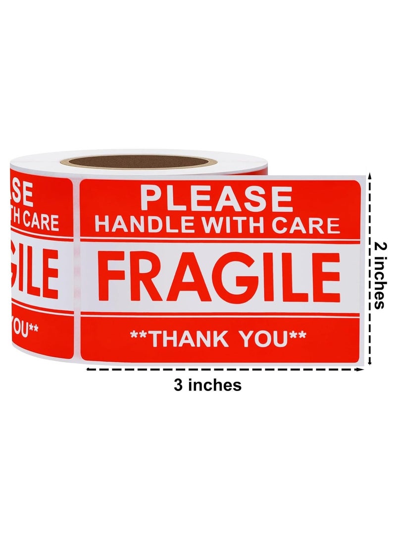 Rubik 1500pcs Fragile Stickers Roll Two Size 3x2 inch & 1x3 inch, Please Handle with Care Thank You Large Text Self Adhesive Labels for Safe Shipping Packing - Image 2