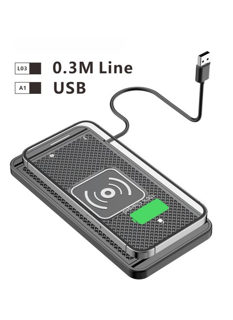 QI Wireless Car Charger Pad - Non-Invasive Installation for Center Console & Storage Drawers, Soft Silicone Material with Strong Adhesion, Compatible with iPhone, Samsung, Huawei, Xiaomi