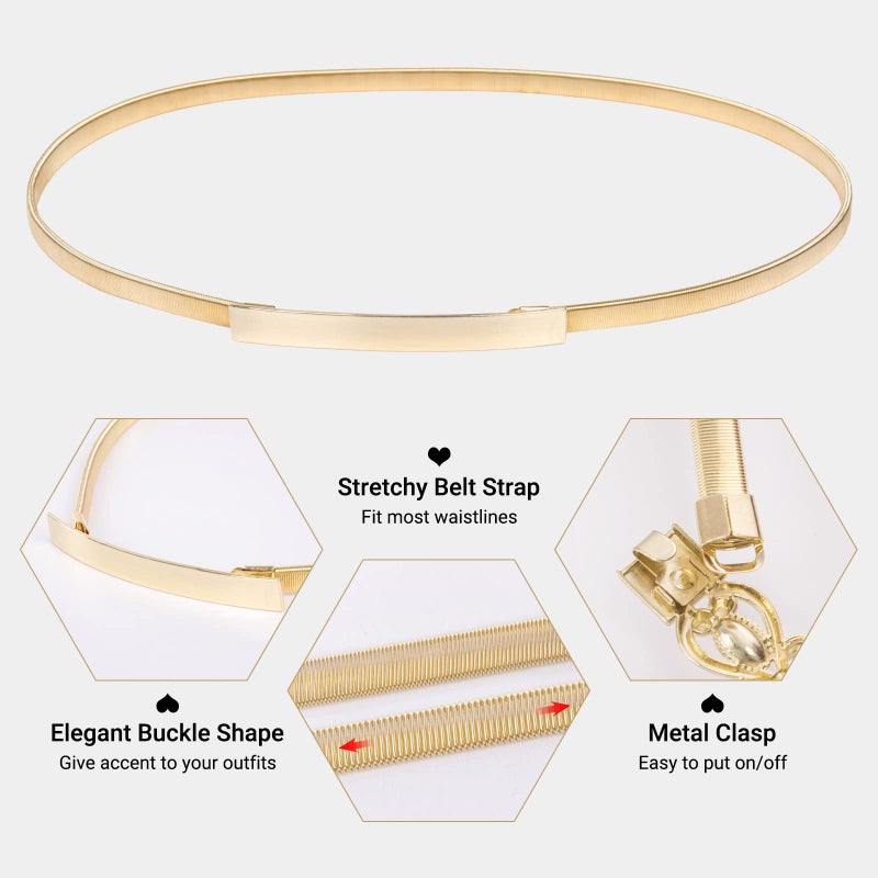 GRACE KARIN Women Metal Skinny Waist Belt with Closure Hook Size M Gold CL633 - Image 4