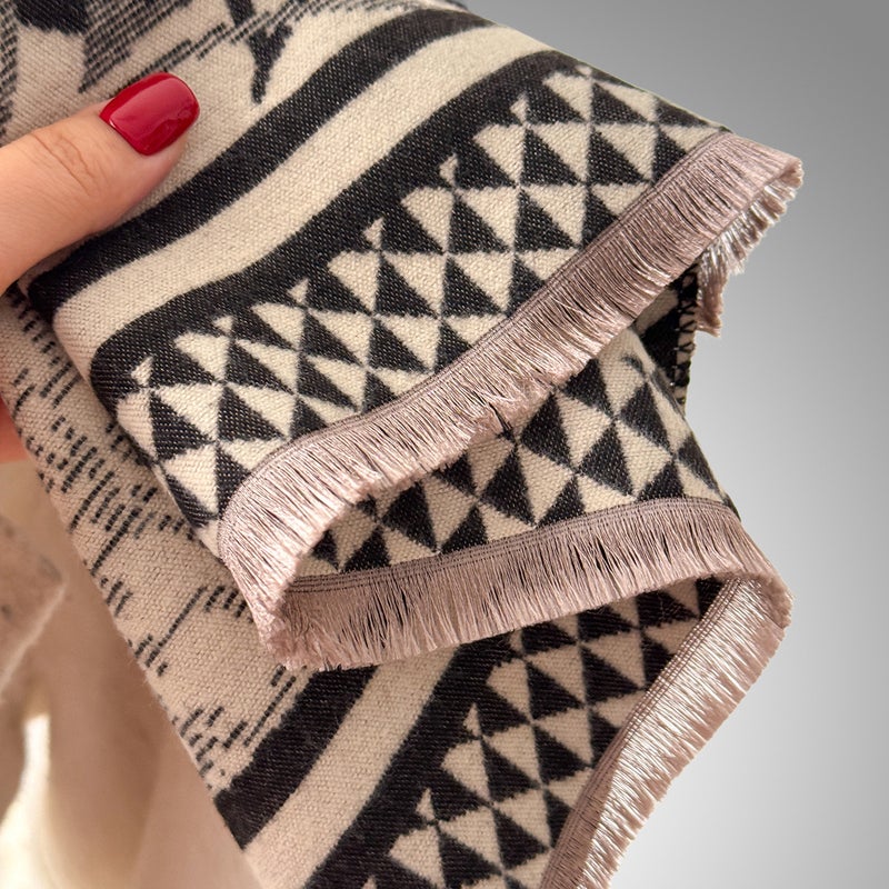 2025 جديد ريترو الزهور الخريف والشتاء مزدوج الجانب كاذبة الكشمير الشال، شال مكيف الهواء دافئ الشتاء الراقية - Image 4