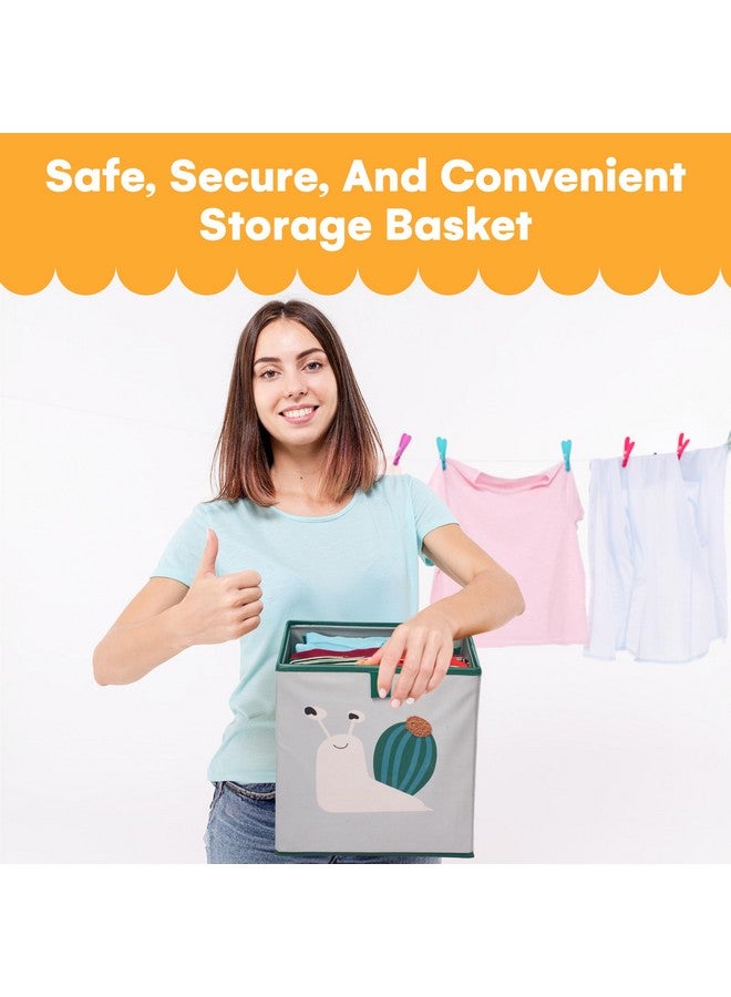 Noa Store Storage Box Set of 2, Velvet Snail, Collapsible Cube Bins, Colorful Fabric Storage Organizer for Kids, Small Foldable Clothes Shelves Organizers, Square Baskets - Image 2