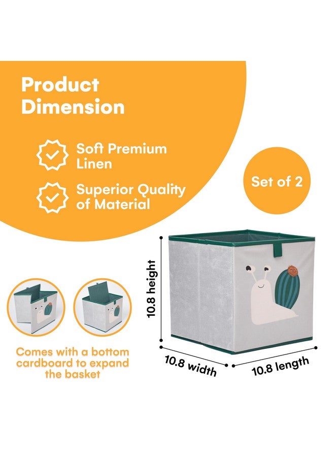 Noa Store Storage Box Set of 2, Velvet Snail, Collapsible Cube Bins, Colorful Fabric Storage Organizer for Kids, Small Foldable Clothes Shelves Organizers, Square Baskets - Image 3