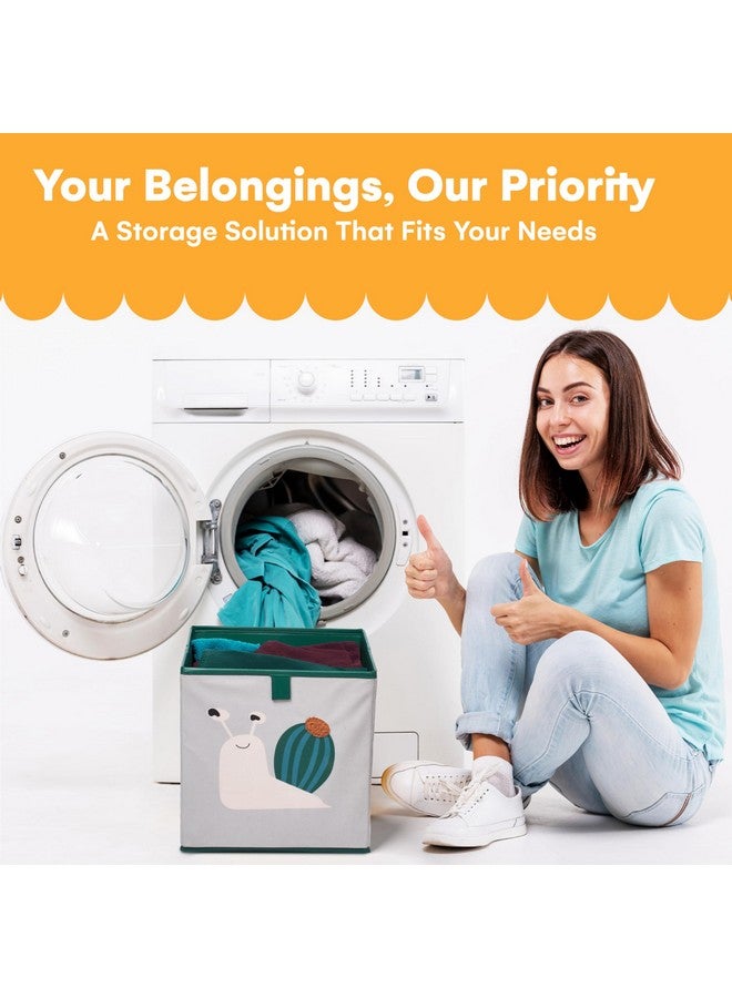 Noa Store Storage Box Set of 2, Velvet Snail, Collapsible Cube Bins, Colorful Fabric Storage Organizer for Kids, Small Foldable Clothes Shelves Organizers, Square Baskets - Image 4