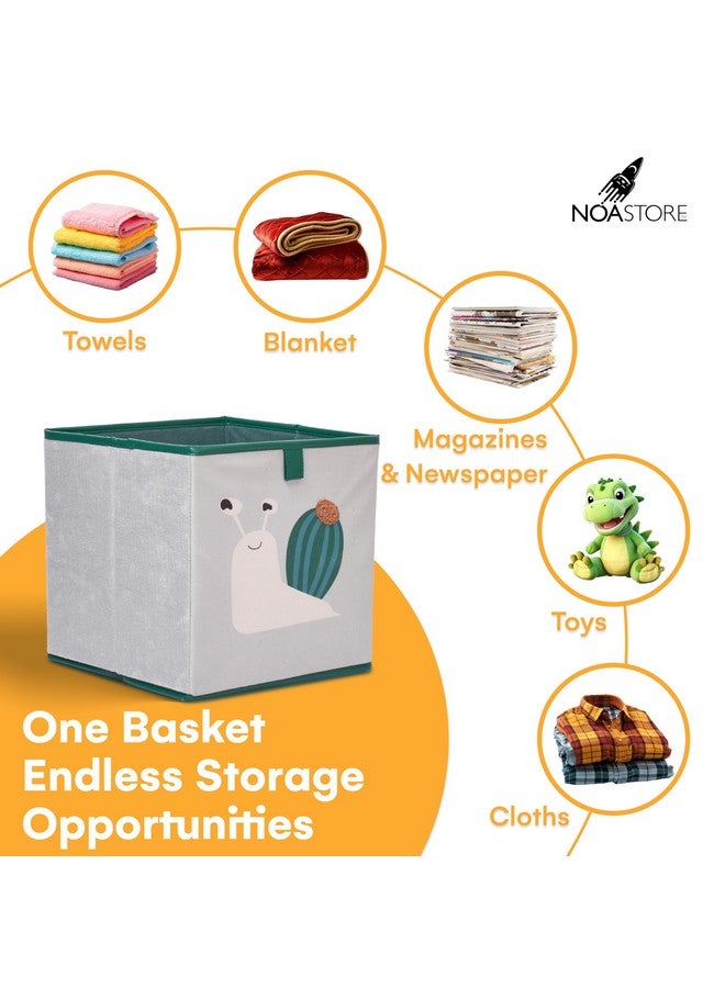 Noa Store Storage Box Set of 2, Velvet Snail, Collapsible Cube Bins, Colorful Fabric Storage Organizer for Kids, Small Foldable Clothes Shelves Organizers, Square Baskets - Image 5