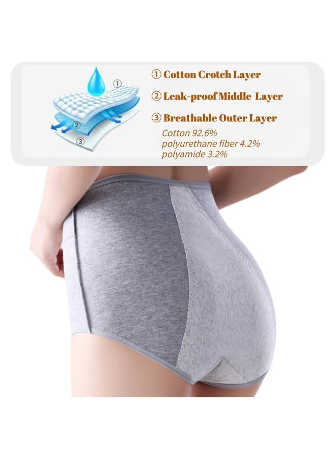 Lmaray 3 Pack Women's Incontinence Underwear Washable, Double Elastic High Waist Adult Incontinence Protective Briefs, Reusable for Bladder Leakage(M-waist: 22.8''~37.0'') - Image 5