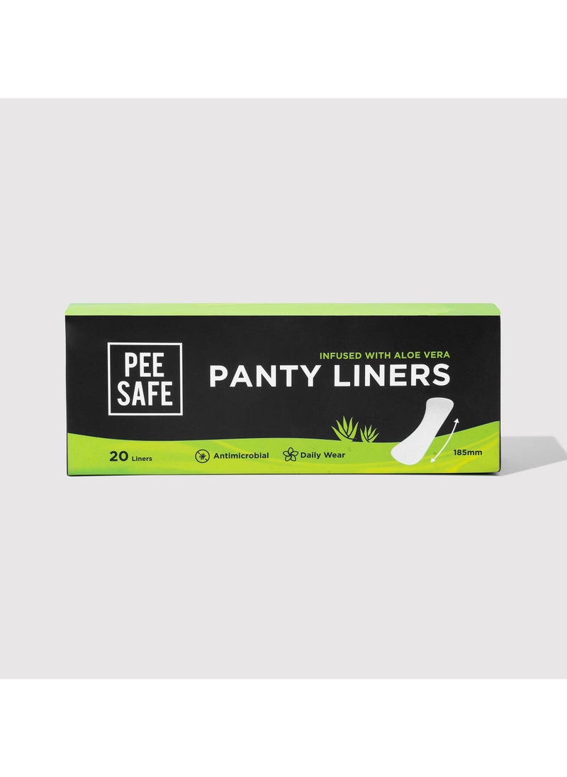 PEESAFE - PeeSafe Daily Panty Liners with Aloe Vera, Curvy design for extra comfort, Cottony-Soft surface, Antibacterial, 185mm wide - 20 liners - Image 1