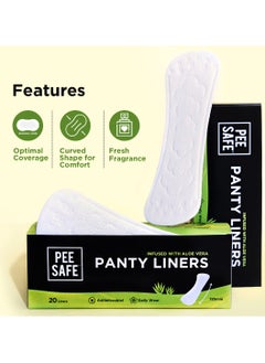 PEESAFE PeeSafe Daily Panty Liners with Aloe Vera, Curvy design for extra comfort, Cottony-Soft surface, Antibacterial, 185mm wide - 20 liners  - Image 3
