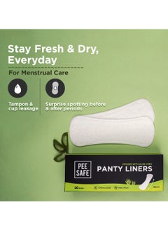 PEESAFE PeeSafe Daily Panty Liners with Aloe Vera, Curvy design for extra comfort, Cottony-Soft surface, Antibacterial, 185mm wide - 20 liners  - Image 4