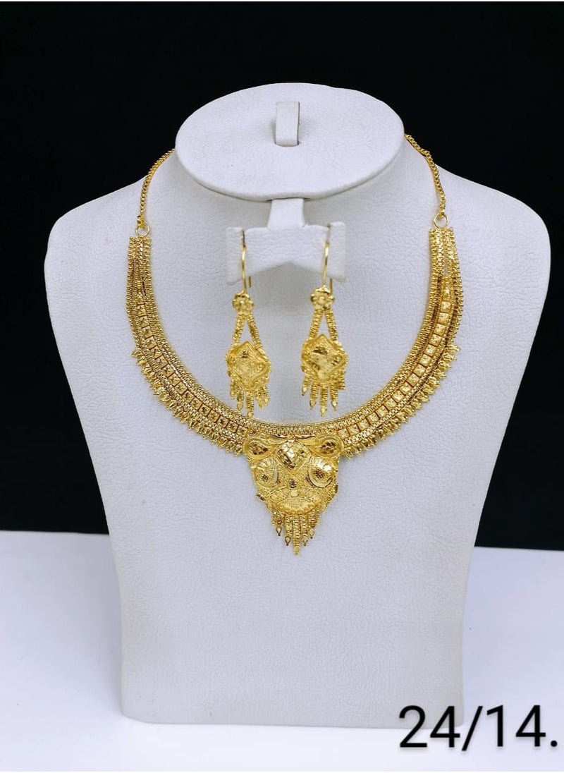 Amina - Imitation Jewelry Set for Women Necklace And Earrings Gold plated 3 Piece - Image 1