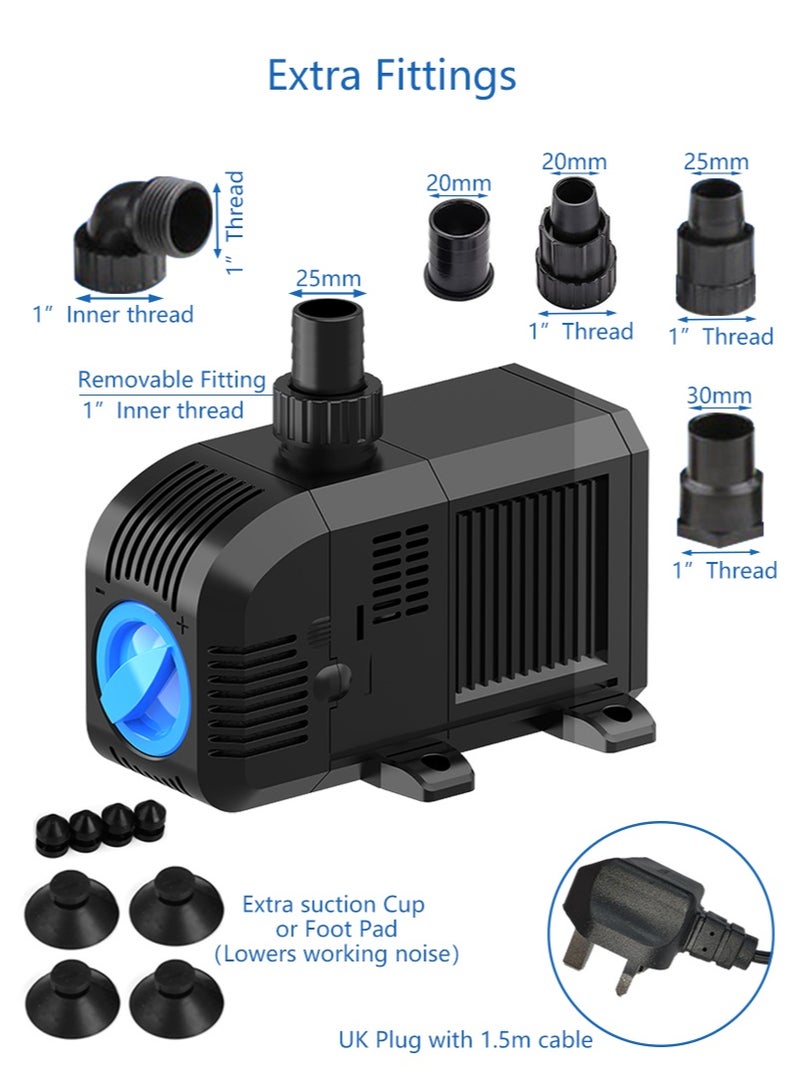 هينجبو مضخة نافورة مضخة مياه مضخة غاطسة للحديقة نافورة شلال حوض أسماك بما في ذلك إسفنجة الترشيح HJ-6000 60 هرتز - Image 5