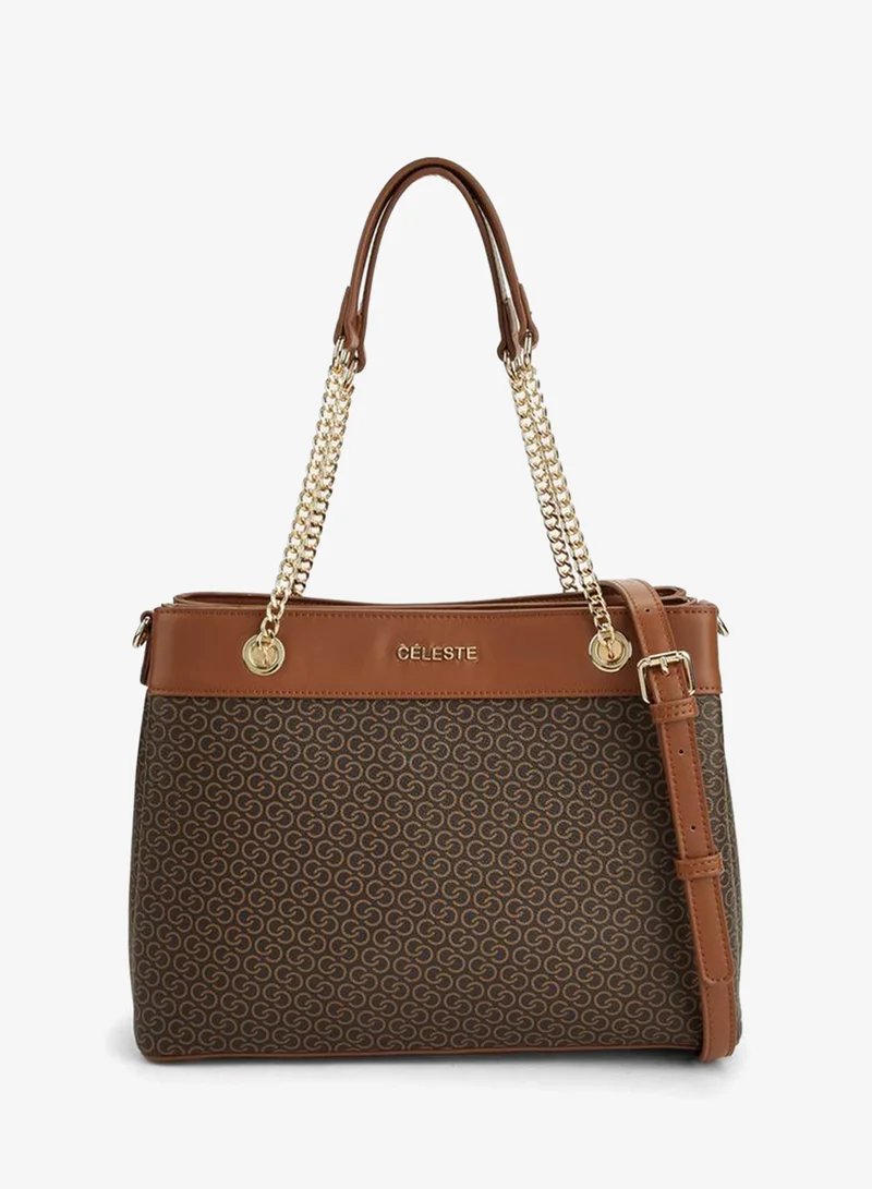 Celeste Monogram Print Tote Bag With Detachable Strap