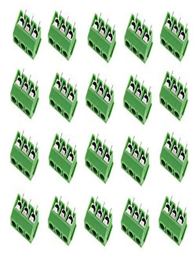 ERH India (Pack of 20) Terminal Block Wire Connector PCB Mount 5mm Pitch 3 Pin Screw Terminal Block Connector YX-126 Connector 300V 10A - Image 1