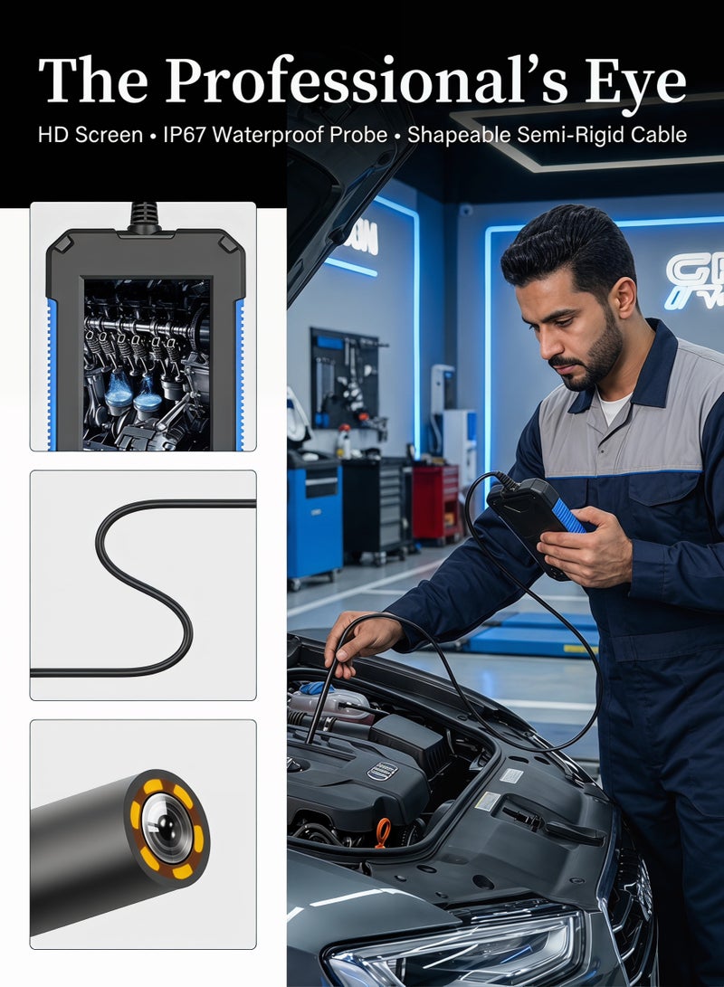 Industrial endoscope camera with illumination, 1080P high-definition endoscope tool, equipped with 6 adjustable LED lights, 4.3-inch endoscope, IP67 waterproof inspection endoscope. - Image 3