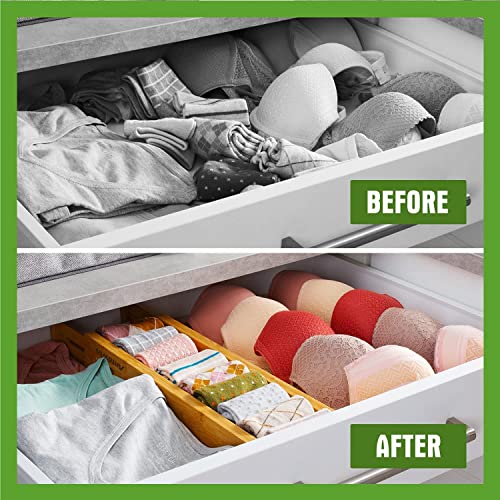 ANTOWIN Bamboo Drawer Dividers Organizers, Drawer Separators Splitter,13-17 inches Long Adjustable Spring-loaded Organizer for Large Utensil, Clothes, Tools Drawers (4+3) - Image 5