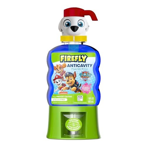 Firefly Kids Anti-Cavity Fluoride Rinse, Paw Patrol, Alcohol Free Formula, ADA Accepted, Helps Prevent Cavities, Bubble Gum Flavor, 16 Ounce - Image 1