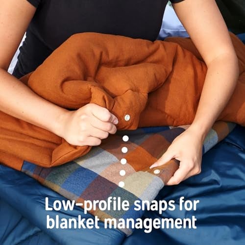 Kelty Wayback Flannel Lined Sleeping Bag, Built in Blanket, Traditional Rectangle Shape, Organic Flannel Cotton Liner, Dual Locking Slide Zips (Reflecting Pond) - Image 3