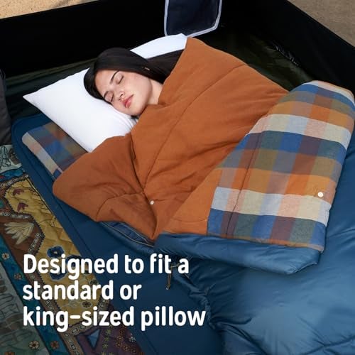 Kelty Wayback Flannel Lined Sleeping Bag, Built in Blanket, Traditional Rectangle Shape, Organic Flannel Cotton Liner, Dual Locking Slide Zips (Reflecting Pond) - Image 4