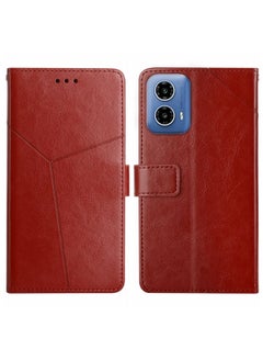HuHa Case Cover For Xiaomi Redmi 13C 5G Y-shaped Pattern Flip Leather Phone Case Brown 