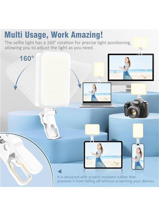 60 LED Portable Selfie Light Video Conference Lighting with Clip & Camera Tripod Adapter Rechargeable 2200mAh CRI 97+, 9 Light Modes for Phone iPhone Webcam Laptop Photo Makeup - Image 2