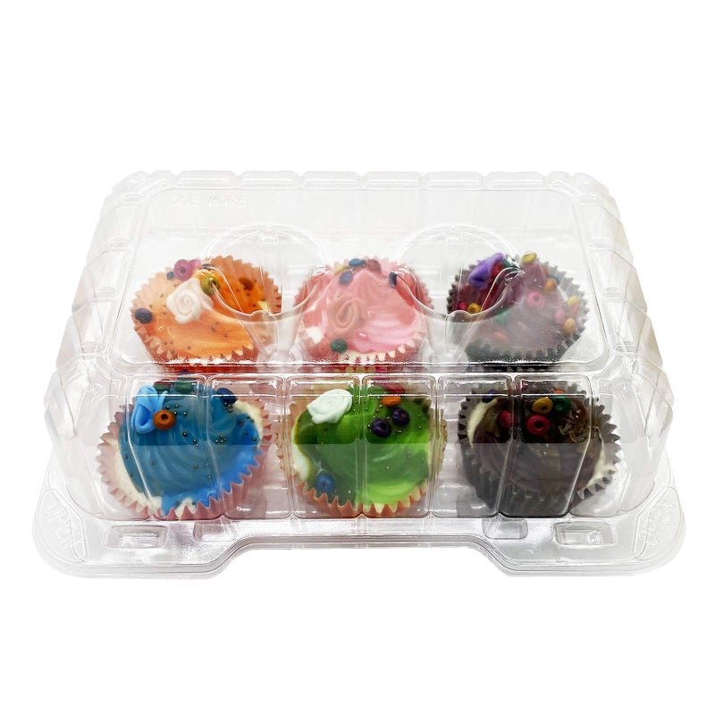 MR.FOAM Clear Cupcake Containers 12pc Plastic Disposable High Dome Cupcake Boxes 6 Compartment Cupcake Holders Cupcake Containers Half Dozen Cupcake Trays ReliableCup Cake Muffin Packaging Transporter - Image 1