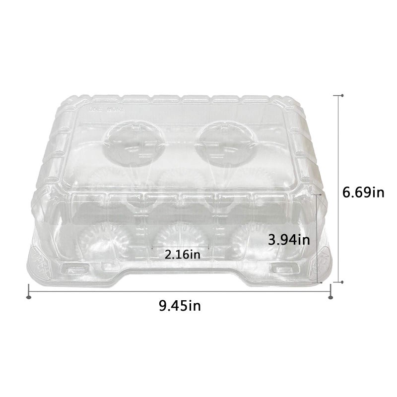 MR.FOAM Clear Cupcake Containers 12pc Plastic Disposable High Dome Cupcake Boxes 6 Compartment Cupcake Holders Cupcake Containers Half Dozen Cupcake Trays ReliableCup Cake Muffin Packaging Transporter - Image 2