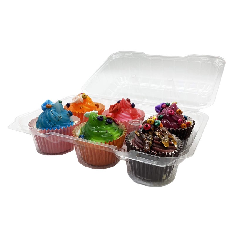 MR.FOAM Clear Cupcake Containers 12pc Plastic Disposable High Dome Cupcake Boxes 6 Compartment Cupcake Holders Cupcake Containers Half Dozen Cupcake Trays ReliableCup Cake Muffin Packaging Transporter - Image 3