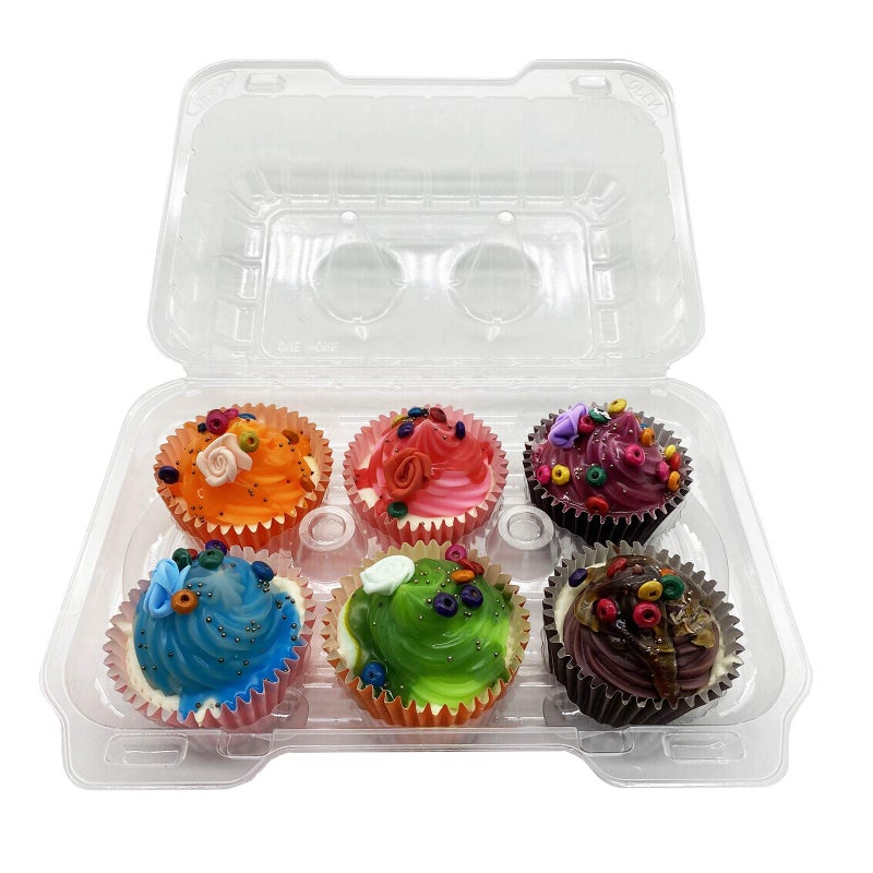 MR.FOAM Clear Cupcake Containers 12pc Plastic Disposable High Dome Cupcake Boxes 6 Compartment Cupcake Holders Cupcake Containers Half Dozen Cupcake Trays ReliableCup Cake Muffin Packaging Transporter - Image 5