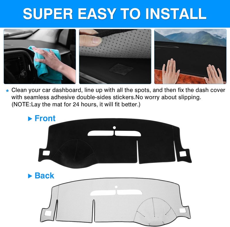 Autorder Dashboard Cover Mat for 2007-2014 Chevrolet Tahoe Suburban/GMC Yukon XL&2007-2013 Chevy Avalanche Silverado 1500 2500 3500 LTZ/GMC Sierra SLT Denali Accessories Upgrade Velvet Dash Cover - Image 5