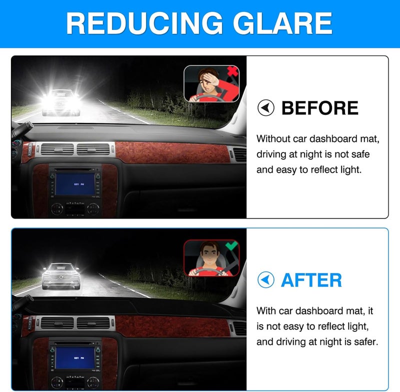 Autorder Dashboard Cover Mat for 2007-2014 Chevrolet Tahoe Suburban/GMC Yukon XL&2007-2013 Chevy Avalanche Silverado 1500 2500 3500 LTZ/GMC Sierra SLT Denali Accessories Upgrade Velvet Dash Cover - Image 4