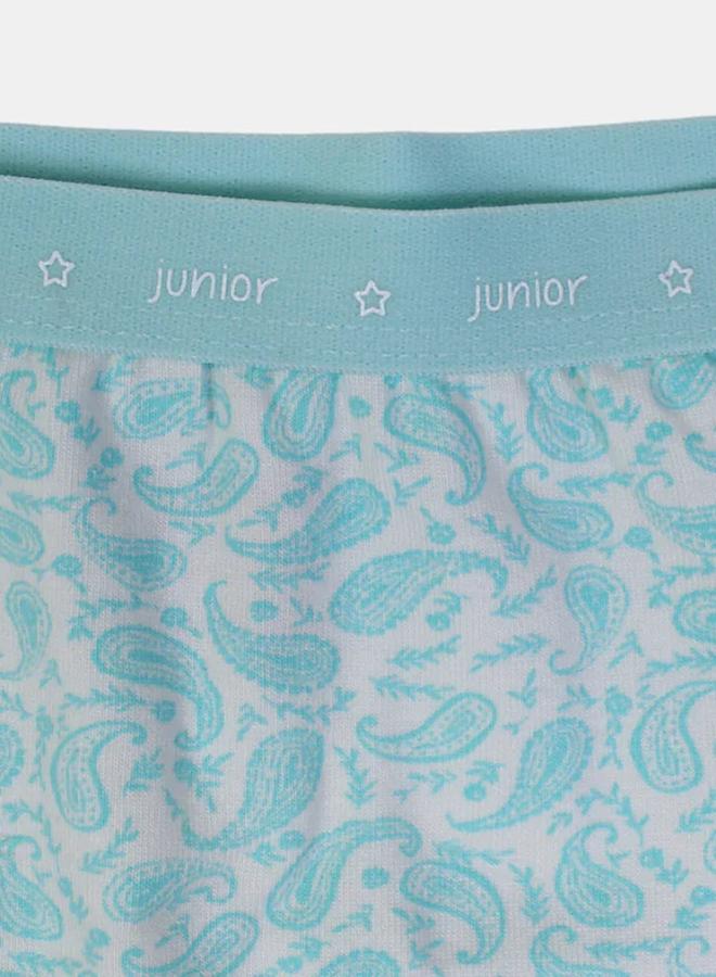 Junior Girls Cotton Panties – Aqua Floral Design - Image 3