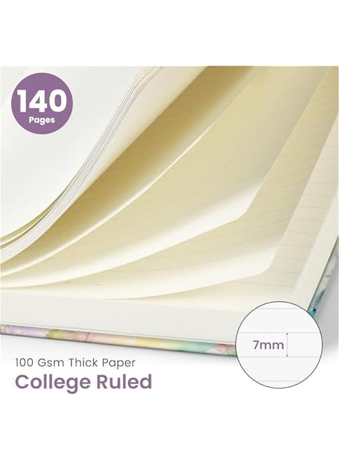Arabest Lined Spiral Journal Notebook for Women, Pretty A5 College Ruled Hardcover Notebook for Work & Note Taking, Cute Aesthetic Journal for Writing, 140 s, Colorful erfly - Image 2