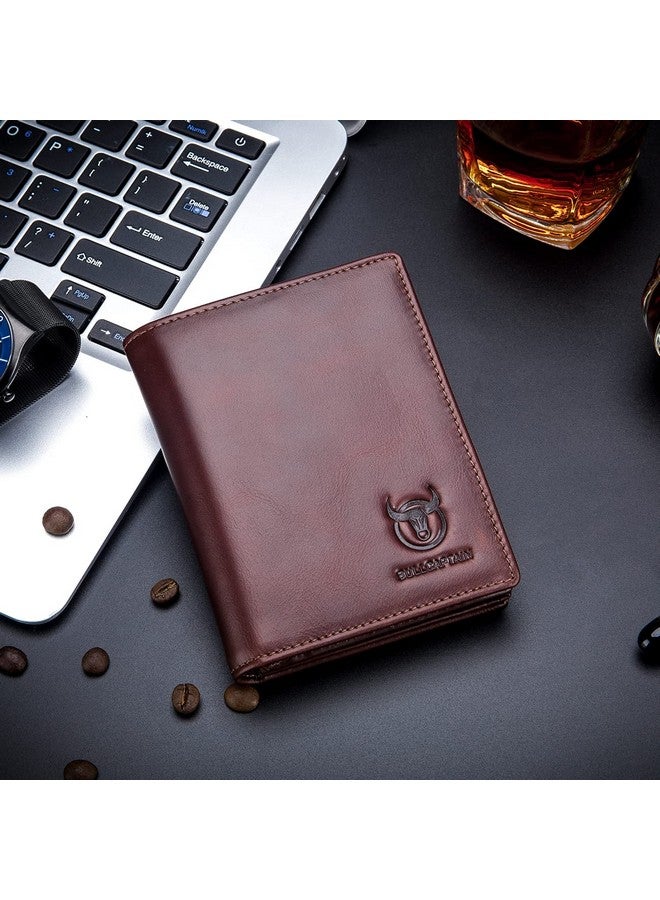 BULLCAPTAIN Large Capacity Genuine Leather Bifold Wallet/Credit Card Holder for Men with 15 Card Slots QB-027 (Brown) - Image 1