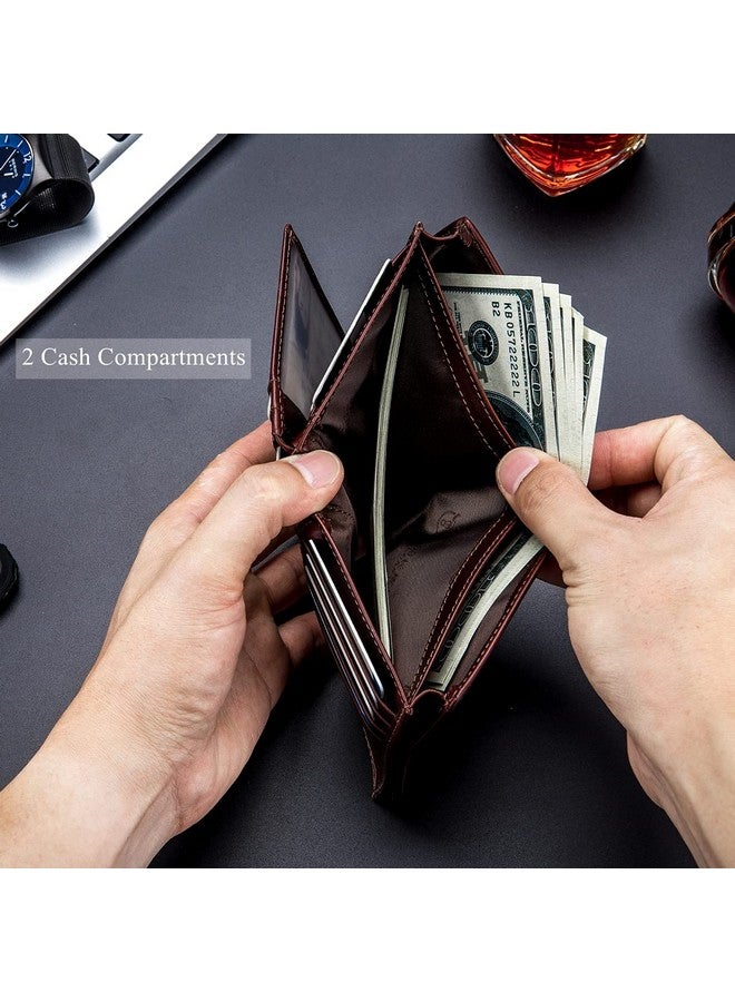 BULLCAPTAIN Large Capacity Genuine Leather Bifold Wallet/Credit Card Holder for Men with 15 Card Slots QB-027 (Brown) - Image 4