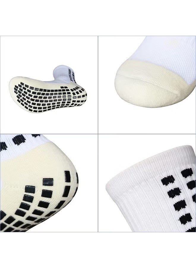 6 أزواج من جوارب كرة القدم للرجال باللون الأبيض مضادة للانزلاق وسادات قبضة غير قابلة للانزلاق لكرة القدم وكرة السلة وقبضة رياضية - Image 4