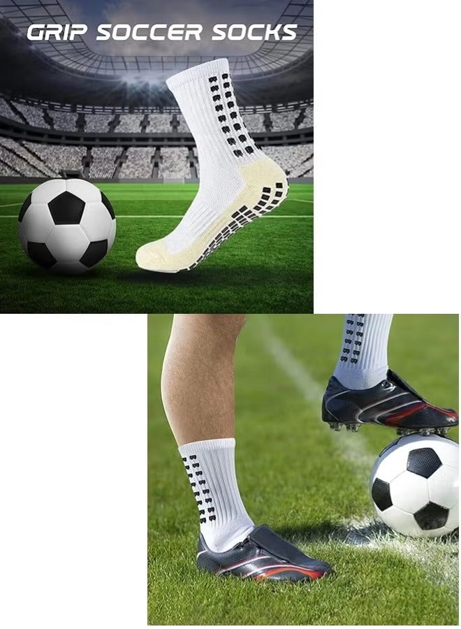 6 أزواج من جوارب كرة القدم للرجال باللون الأبيض مضادة للانزلاق وسادات قبضة غير قابلة للانزلاق لكرة القدم وكرة السلة وقبضة رياضية - Image 5