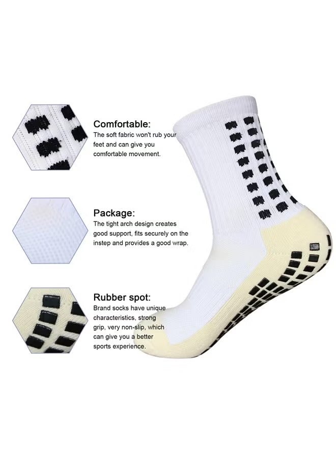 6 أزواج من جوارب كرة القدم للرجال باللون الأبيض مضادة للانزلاق وسادات قبضة غير قابلة للانزلاق لكرة القدم وكرة السلة وقبضة رياضية - Image 3