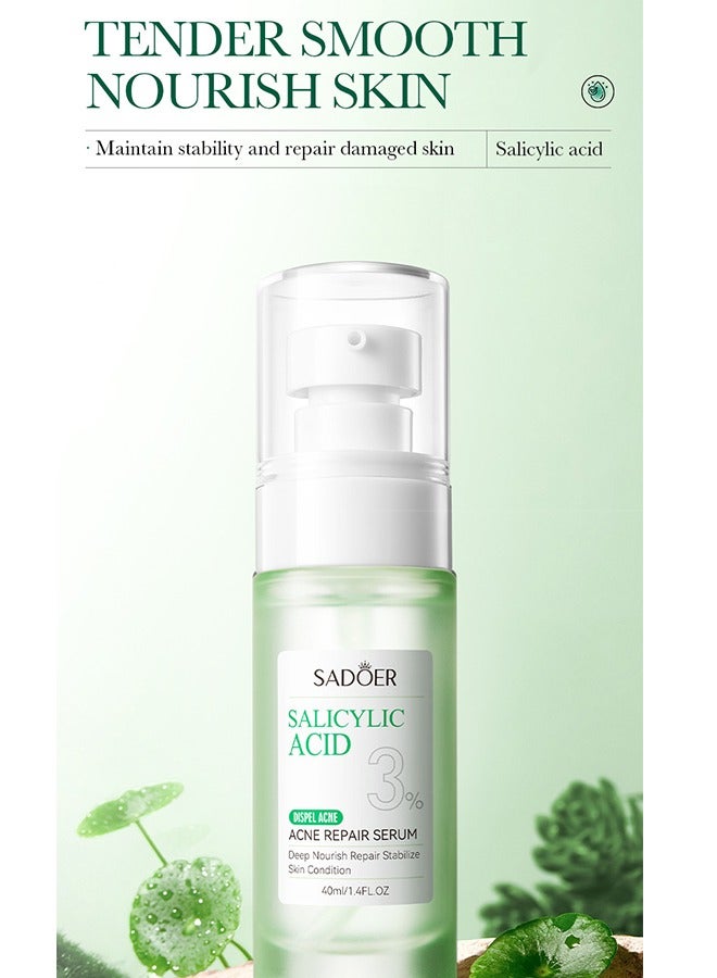 SADOER Salicylic Acid Anti Acne Serum，Contains Salicylic Acid, Niacinamide, Centella Asiatica Extract, And Ceramide To Clear Acne, Fade Acne Marks, Acne Treatment And Repair Damaged Skin (40ml) - Image 2