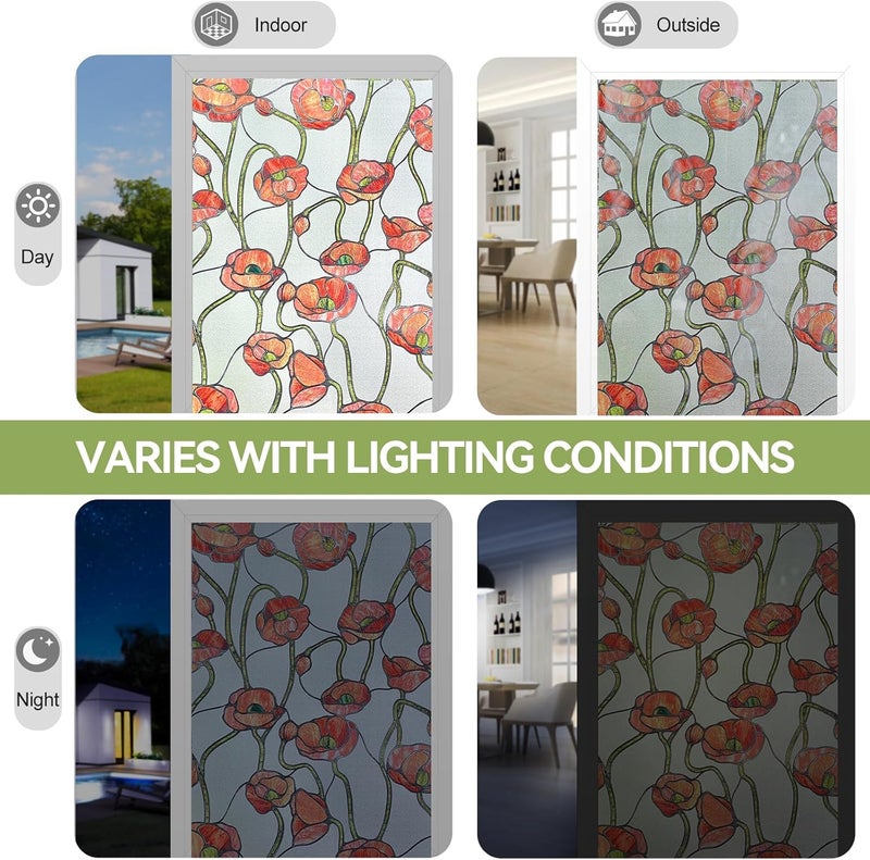 ADD.HERES Glass Window Film, Decorative Window Privacy Film for Bathroom 103087-44X120B - Image 5