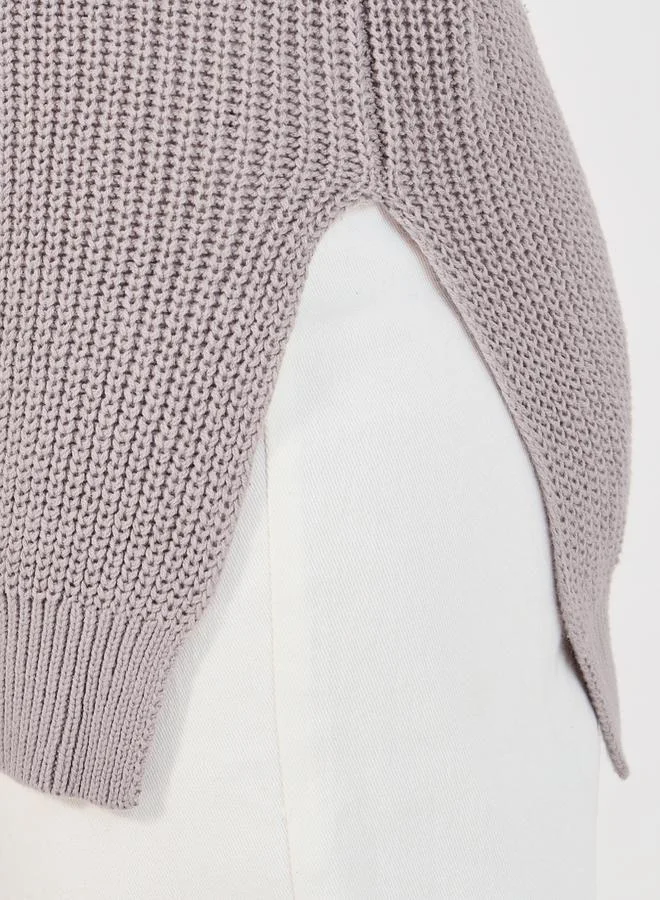 Styli Regular Fit Longline Chunky Knit Turtle Neck Sweater