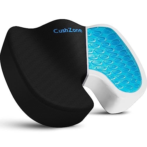 Office Chair Seat Cushion Cooling Gel Enhanced Memory Foam Cushion for Long Sitting  Back Sciatica Coccyx Tailbone Pain Relief Pillow  for Office Gaming Car Wheelchair  Black Large