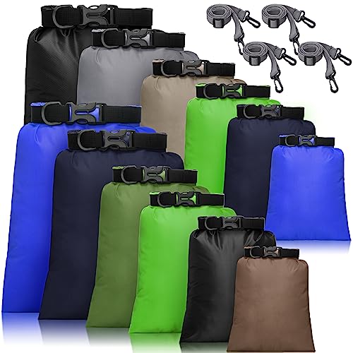Shappy 12 Pcs 612 Pcs Waterproof Dry Bags Lightweight Outdoor Waterproof Dry Stuff Sacks 1585432 L and Long Adjustable Shoulder Strap for Kayaking Rafting Boating Hiking Camping Dark - Image 1