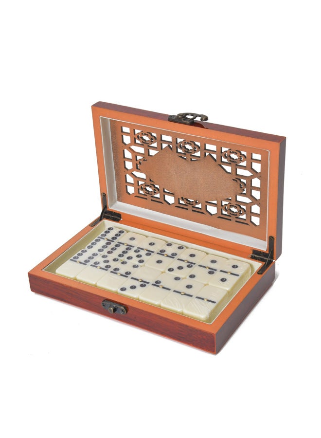 لعبة الدومينو المرحة المجوفة، صندوق خشبي، نقاط بيضاء اللون، متعددة الأمتار، ألعاب تعليمية للأطفال، المواصفات: 20*12.5*4.5 سم - Image 1