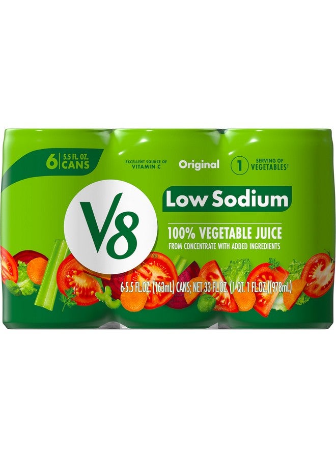 V8 Low Sodium Original 100% Vegetable Juice, 5.5 fl oz Can (6 Pack) - Image 1