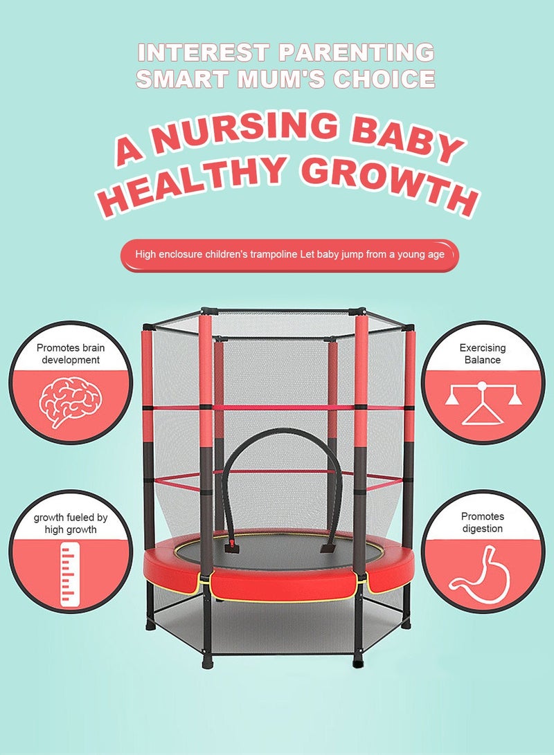 ما بيبي ترامبولين للأطفال، ترامبولين صغير الحجم للاستخدام الداخلي والخارجي مع طوق كرة السلة، وغطاء أمان، ترامبولين مع شبكة ألعاب ترامبولين للأطفال - Image 3